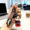 {Officially Licensed} 1 pc Justice League Superman character keychain, exquisite charm with metal clasp, suitable for backpacks, car accessories, and Christmas gifts. Durable metal and PVC material, a travel essential, fun design | Durable keychain