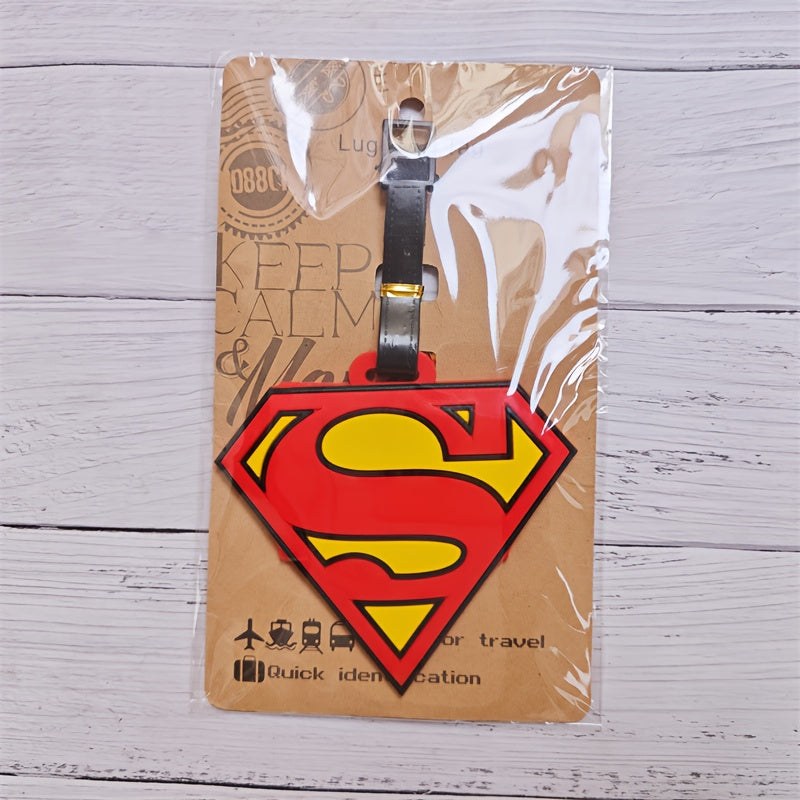 {Officially Licensed} 1 pc Justice League Classic Superman Logo Luggage Tag - Boarding Pass Baggage Tag, Trolley Bag Anti-Loss Tag, Identification Tag, Business Travel | Travel Accessory, Gift for Travel Enthusiasts, Durable Material