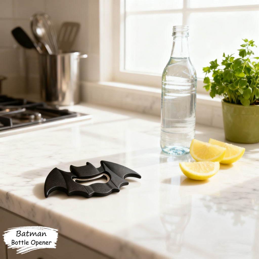 {Officially Licensed} 1 pc Justice League Classic Batman Logo Bottle Opener, Suitable for Fridge Magnets, Beverage Bottles/Juice Bottles, Parties/Restaurants/Home - Durable Bottle Opener, Fun Bottle Opener, and Christmas Gift