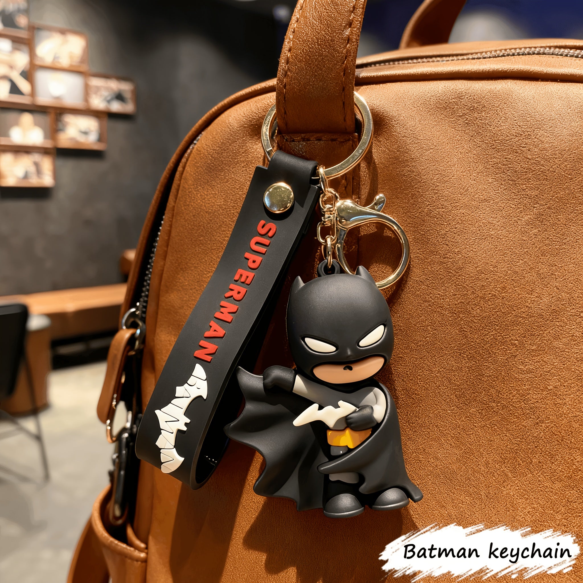 {Officially Licensed} 1 pc Justice League Batman Character Keychain Charm - Birthday Decoration and Car/Bag Accessory, Movie Character Charm, Keychain Accessory, Ideal Gift for Family and Friends, Thoughtfully Crafted Christmas Gift, Secure Clasp