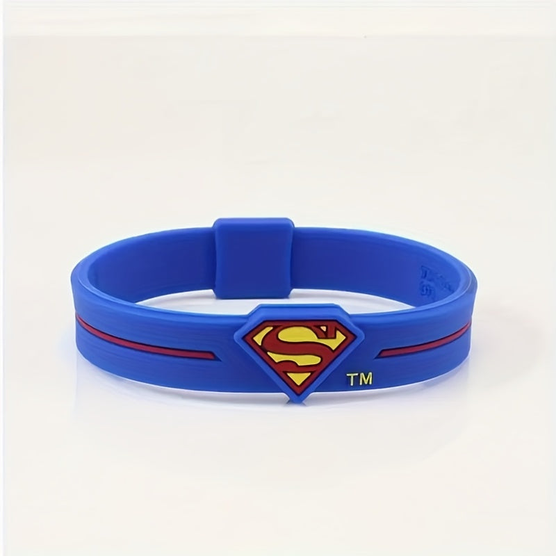 1pc Justice League Classic Superman Silicone Bracelet - Black/Red/Blue Decoration, Durable and Comfortable, Suitable for birthdays, parties, and gifts, Birthday Bracelet | Superhero Bracelet | Silicone Bracelet
