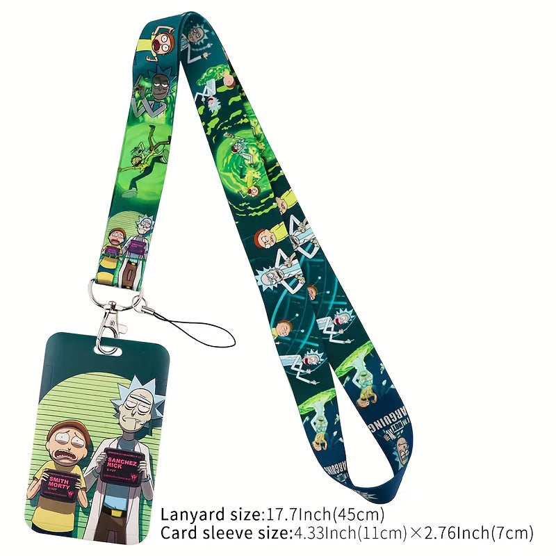 {Officially Licensed} 1 pc Rick and Morty Character ID Card Holder | Credit Card ABS Plastic Sleeve with Neck Strap - Transparent Slot, Suitable for Public Transportation Bank Cards, Durable Plastic Card Case, Suitable for Work, School, and Travel