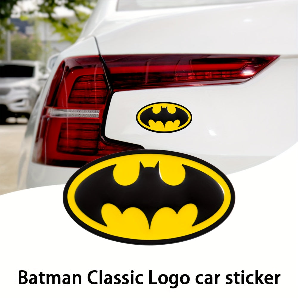 1pc Justice League Classic Batman Logo car emblem| Yellow and Black Batman 3D Metal Stereoscopic Logo | Car Exterior Accessories