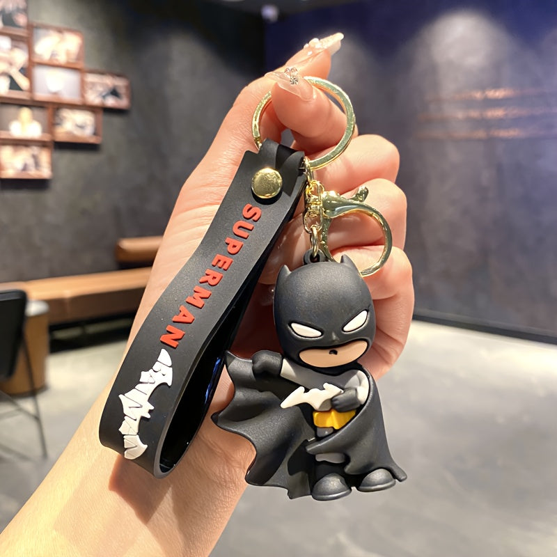 {Officially Licensed} 1 pc Justice League Batman Character Keychain Charm - Birthday Decoration and Car/Bag Accessory, Movie Character Charm, Keychain Accessory, Ideal Gift for Family and Friends, Thoughtfully Crafted Christmas Gift, Secure Clasp
