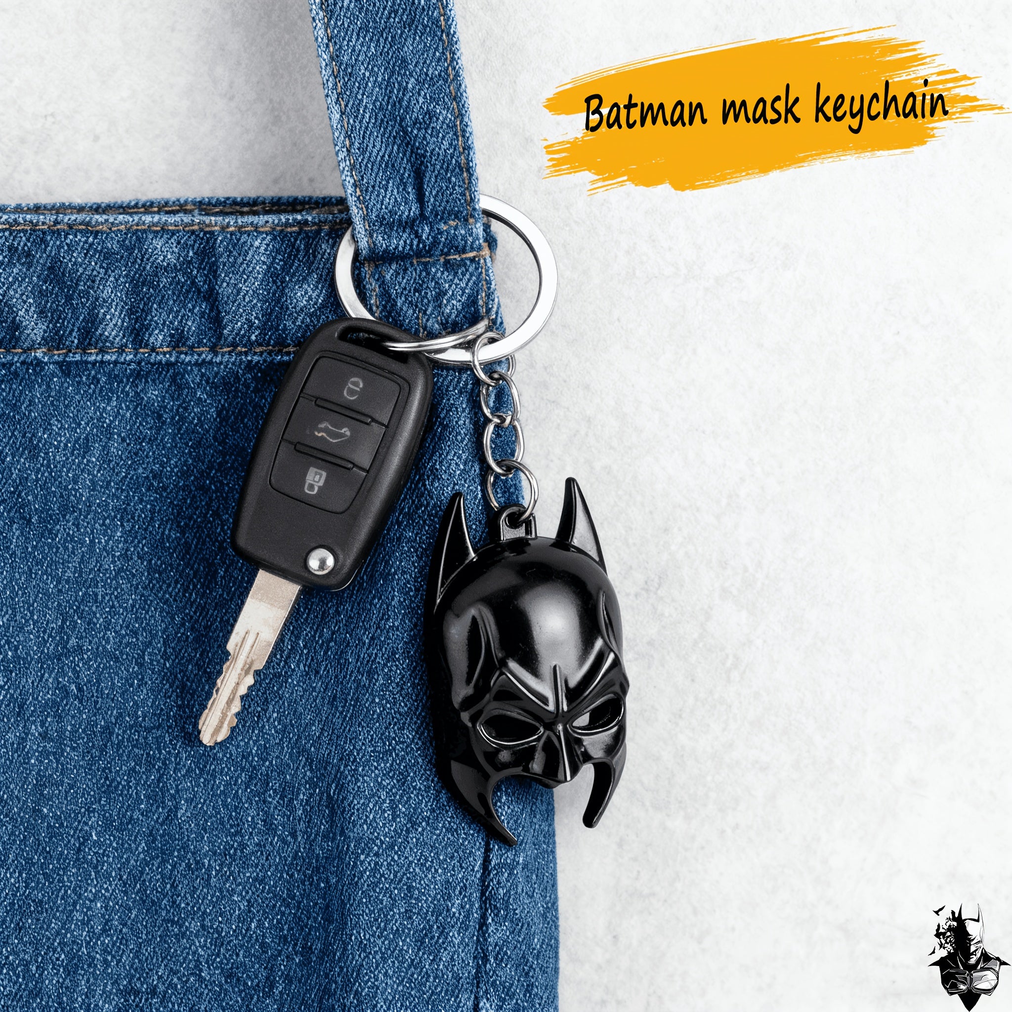 {Officially Licensed} 1 pc Justice League Cool Batman Mask Keychain - Durable Metal Keychain, Collectible Gift for Fans - Birthday Party Accessories, Car Decor Key Ring, Can be Used for Keys, Bags, Phone Charms, Christmas | New Year Gift