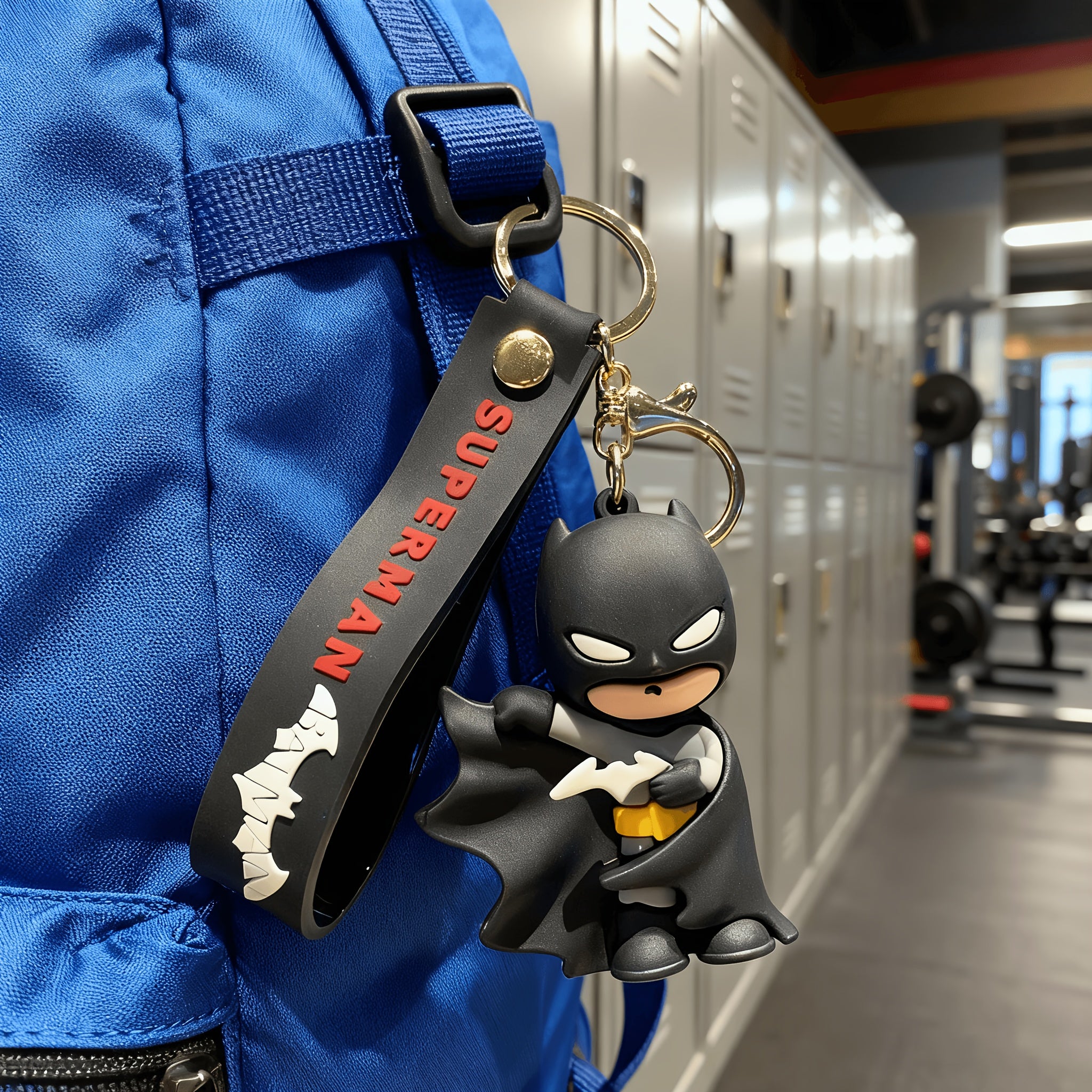 {Officially Licensed} 1 pc Justice League Batman Character Keychain Charm - Birthday Decoration and Car/Bag Accessory, Movie Character Charm, Keychain Accessory, Ideal Gift for Family and Friends, Thoughtfully Crafted Christmas Gift, Secure Clasp