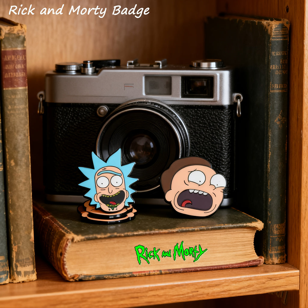 {Officially Licensed} 1 set of 2 pcs Rick and Morty Character Brooches - Metal Badges, Creative Design, Suitable for Backpacks, Tote Bags, Jackets, Cartoon Character Brooches | Durable Pins, Christmas Gifts