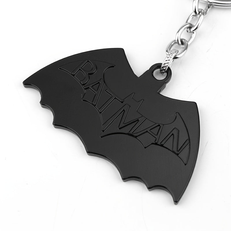 {Officially Licensed} 1 pc Justice League Classic Batman Logo Keychain Pendant - Retro lettering design, durable metal keychain, suitable for keys, backpack decorations, and car accessories; everyday wear and outdoor charm; birthday | Christmas gift.