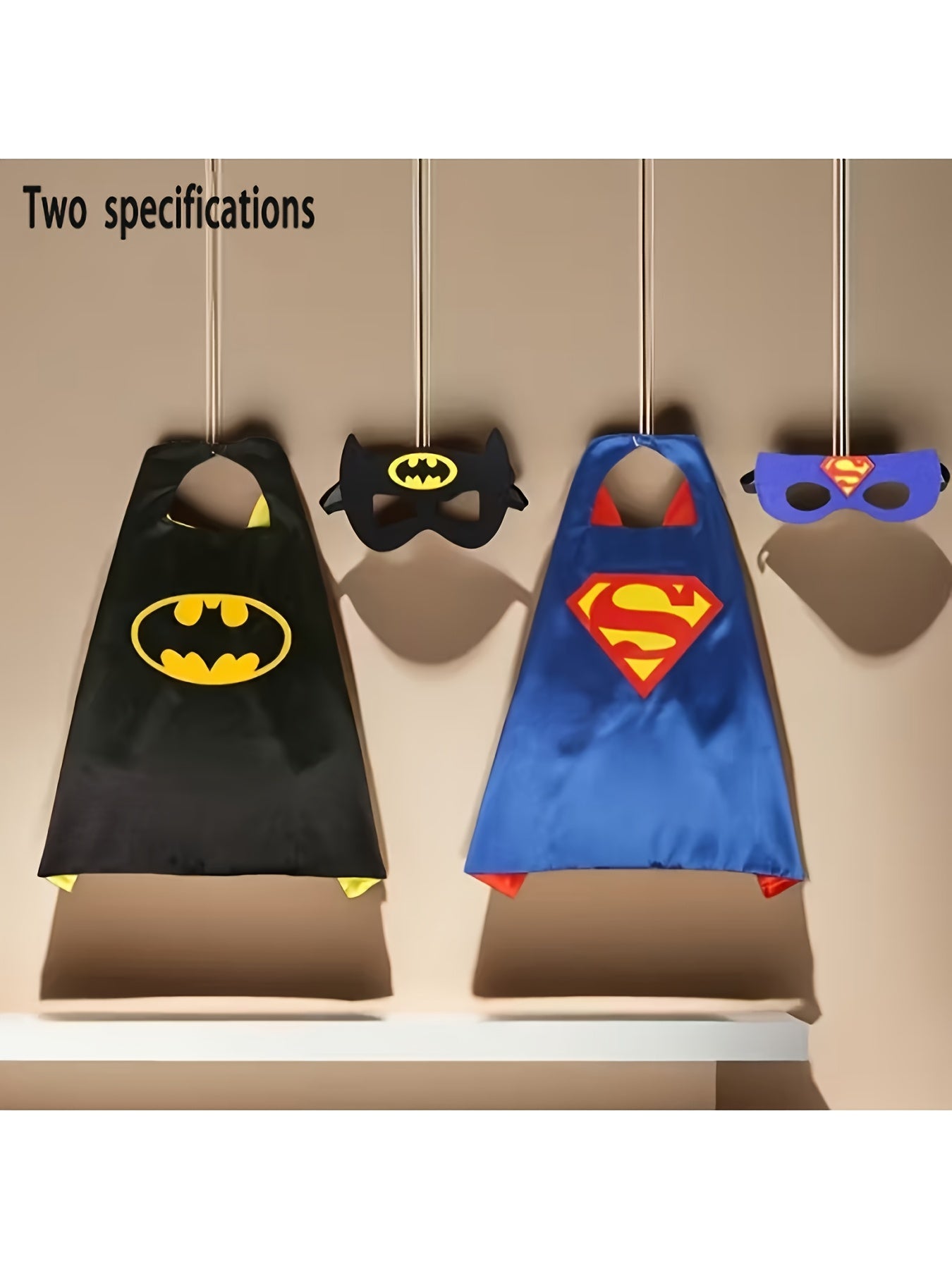 {Officially Licensed} 1 pc Justice League Batman and Superman Cosplay Set, Mask and Cape, Cosplay Party Decoration | Perfect for New Year's, Christmas, or Birthday Parties | Great Gift Choice, Action Hero Look