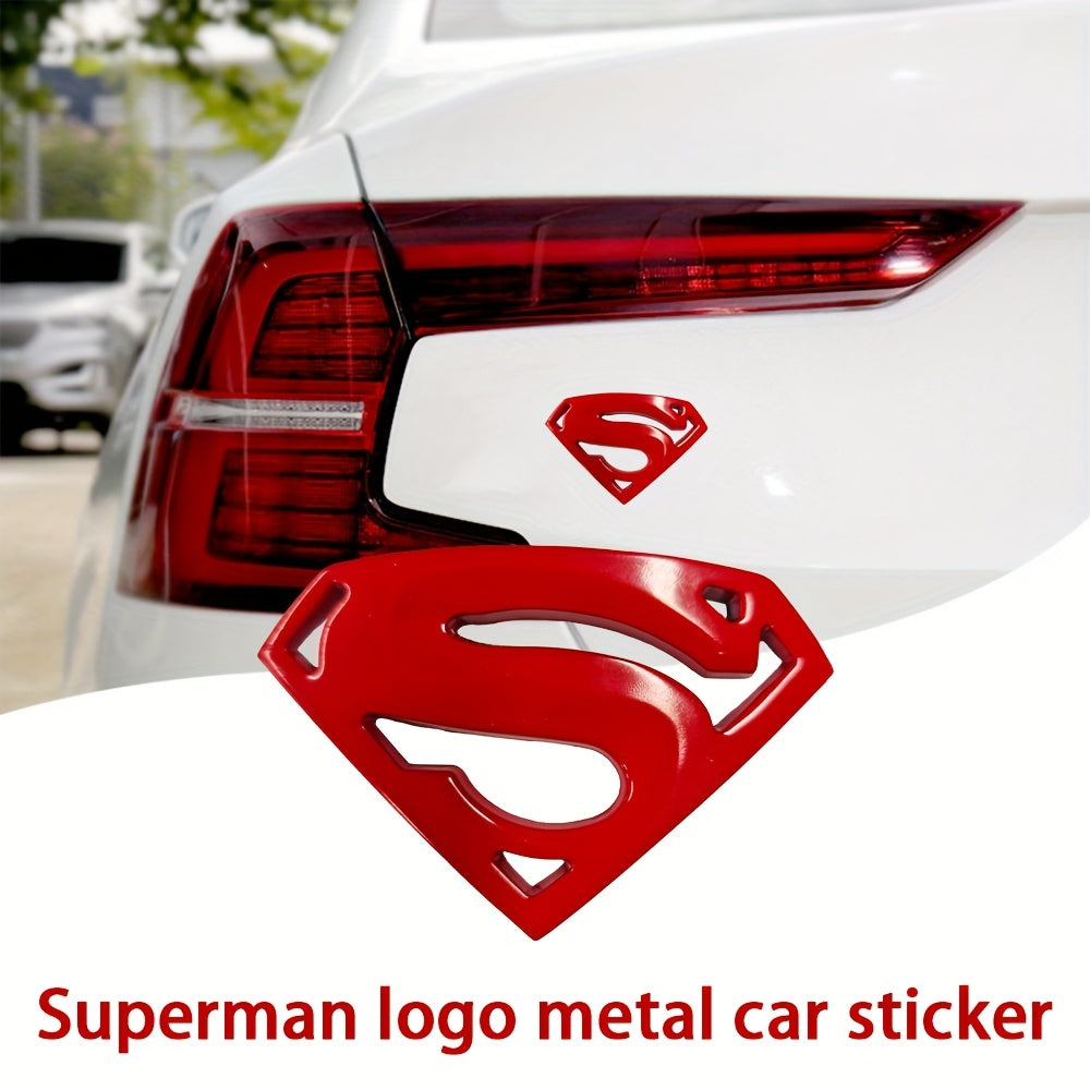 1pc Justice League Classic Red Superman Car emblem | 3D Stereoscopic Metal Car Modification | Cartoon Creative Stickers | Gift | Car Decoration