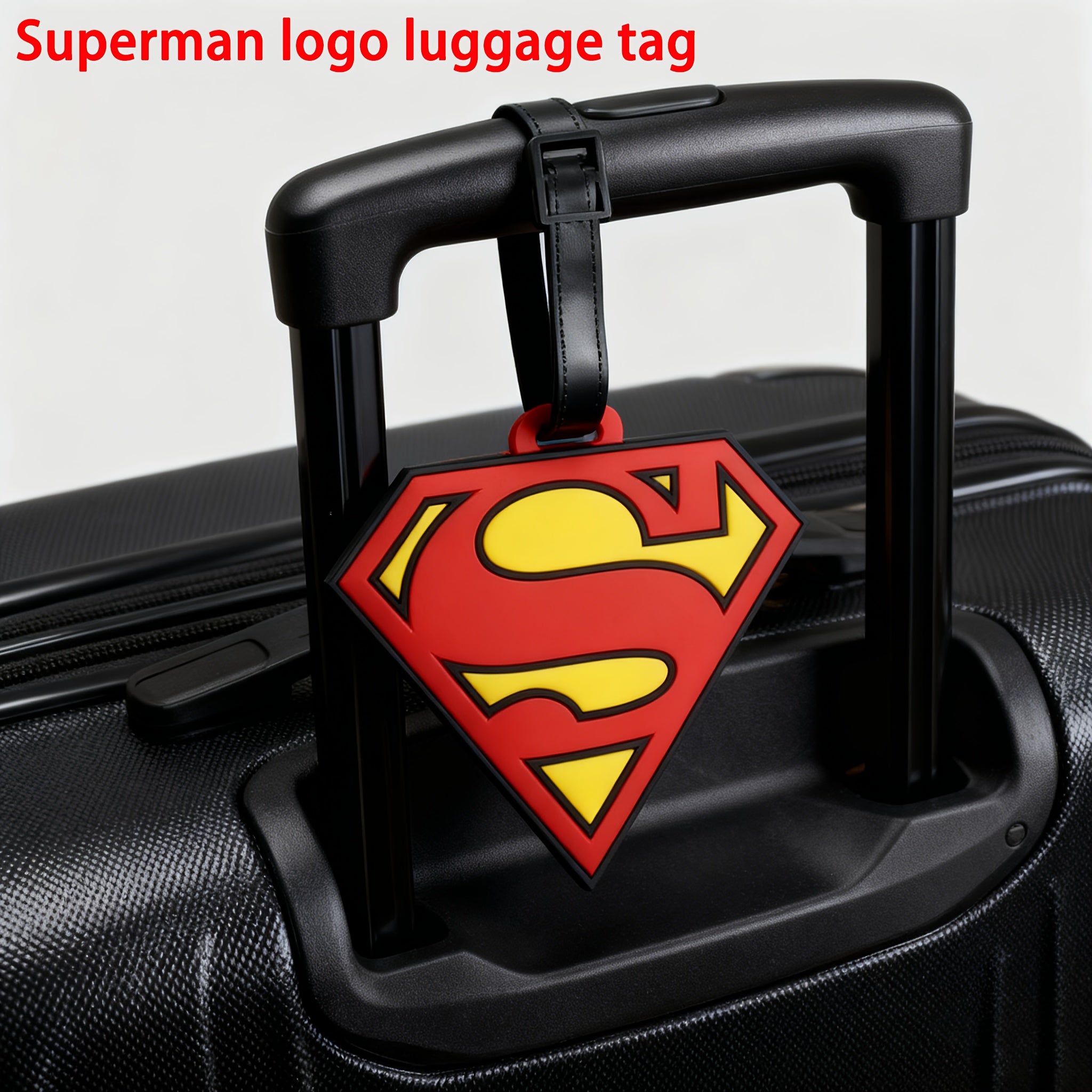 {Officially Licensed} 1 pc Justice League Classic Superman Logo Luggage Tag - Boarding Pass Baggage Tag, Trolley Bag Anti-Loss Tag, Identification Tag, Business Travel | Travel Accessory, Gift for Travel Enthusiasts, Durable Material
