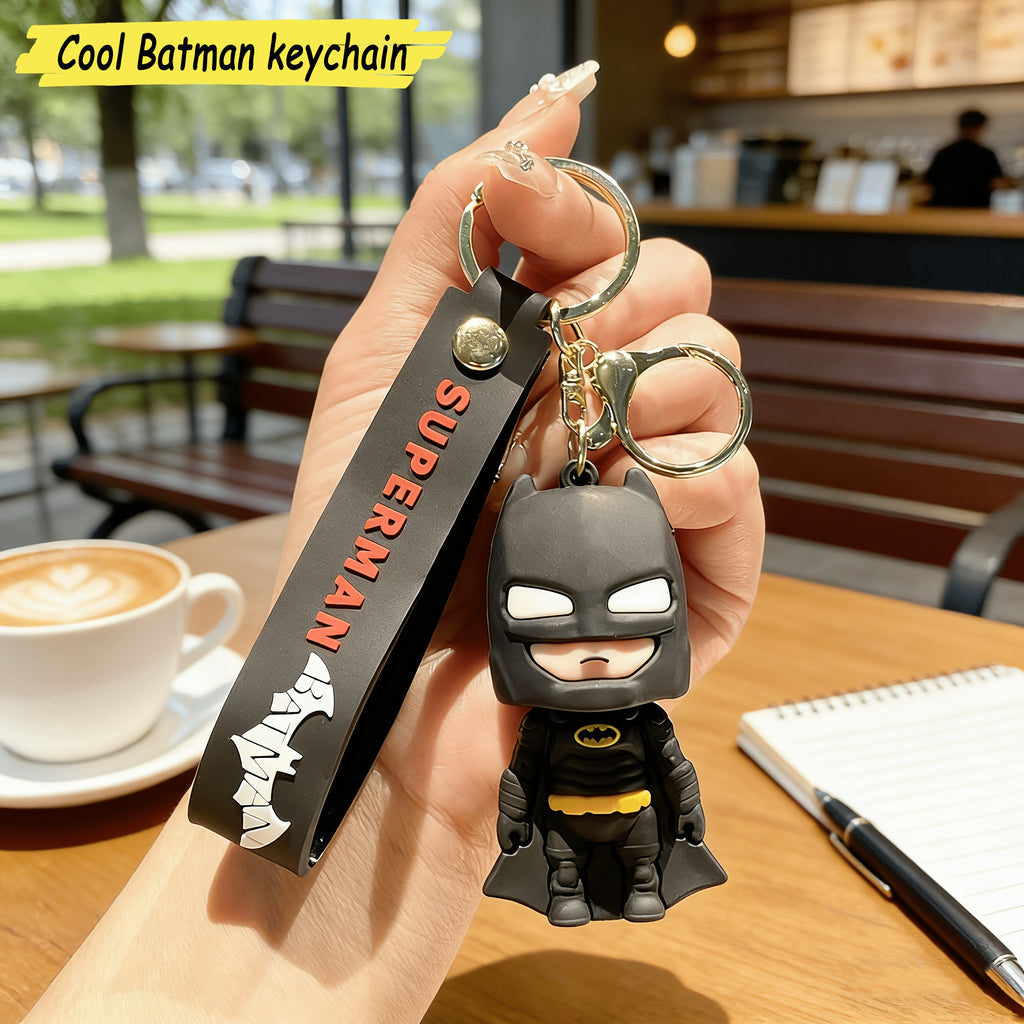 {Officially Licensed} 1 pc Justice League Cool Batman Keychain, pendant with durable metal key chain, suitable for backpacks and car keys, everyday wear and outdoor charm, stylish design, keychain accessory, collectible party gift.